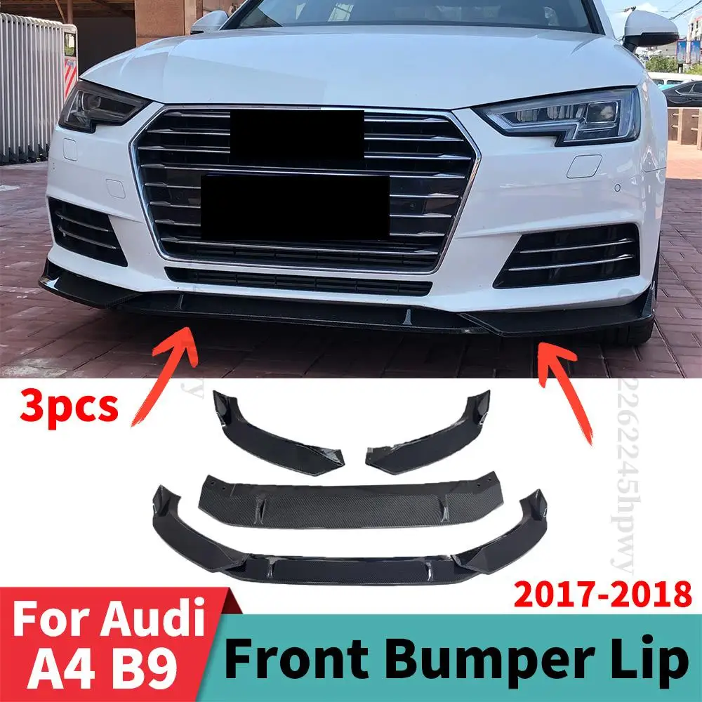 Carbon Look Lower Front Stoßstange Lippe Kinn Diffusor Spoiler Schutz Trim Styling Facelift Für Audi A4 B9 2017 2018 – Detail 1