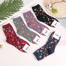 Носки в Корейском стиле с героями мультфильмов; милые рождественские носки для женщин; хлопковые забавные носки Kawaii Happy Art; дышащая уличная одежда; модная повседневная одежда; Skarpetki