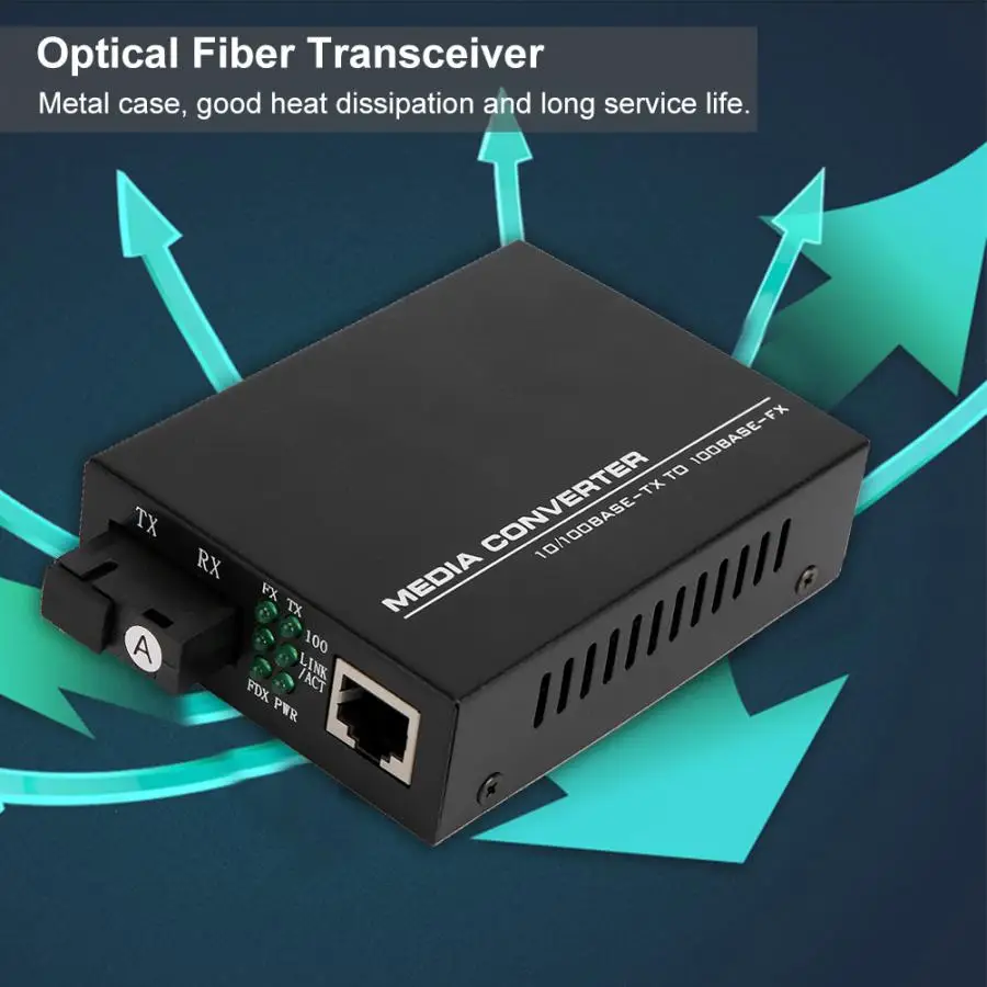 100 м Ethernet волоконно-оптический медиаконвертер приемопередатчик одномодовый 100-250 В