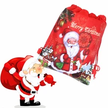 Популярный 1 шт. Нетканый рюкзак Санта-Клауса на шнурке, Рождественский тканевый рюкзак, Детская сумка для хранения, Рождественский Декор, подарочная сумка