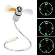 

Mini USB Adjustable Gooseneck Fan Portable Flexible Cool Gadgets LED Clock For Laptop PC Notebook Time Display Light Accessories