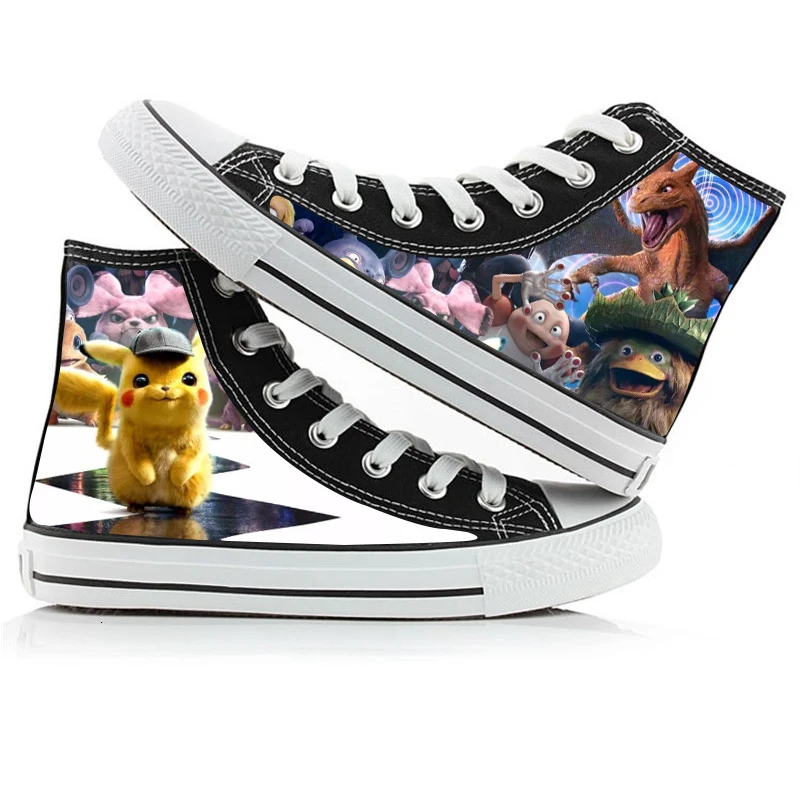 WHOHOLL парусиновая обувь с персонажами из мультфильма «Покемон Пикачу»; повседневные кроссовки с высоким берцем; обувь с миньонами; кроссовки с миньонами для взрослых; 44 - Цвет: XGpickKha