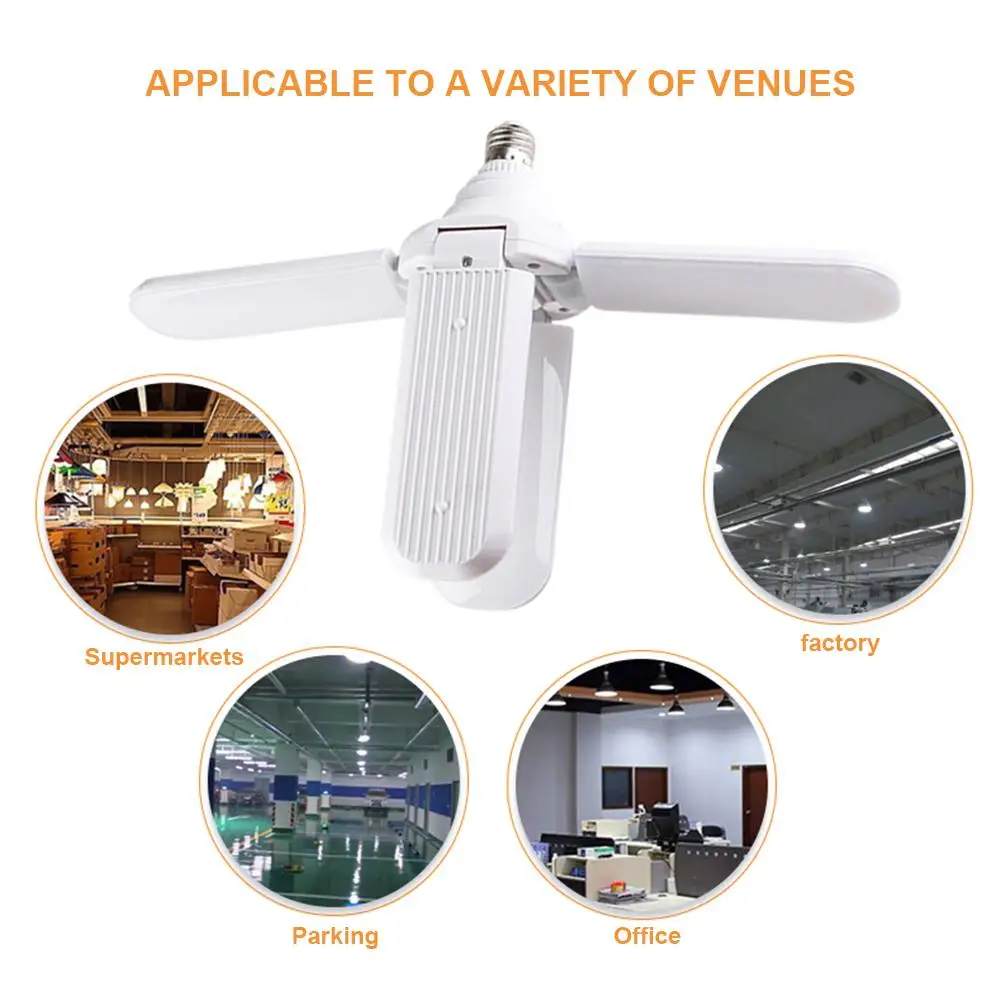 Deformable LED Garage Light 60W E27 Universal Foldable Ceiling Workshop Lamp HOT Led High Bay Industrial Lamp For Workshop