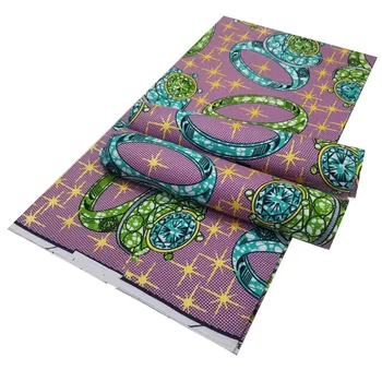 

High Quality Purple Ring Design African Golden Wax Print Fabric 6yards 100% Cotton Tissu ankara African Fabirc for Dress T1020-5