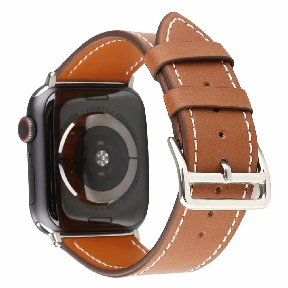 brown Высококачественный кожаный спортивный ремешок-петля для apple watch, ремешок 4, 40 мм, 44 мм, браслет, один тур, ремешок для iwatch 42/38 мм, серия 1, 2, 3 - Цвет ремешка: brown