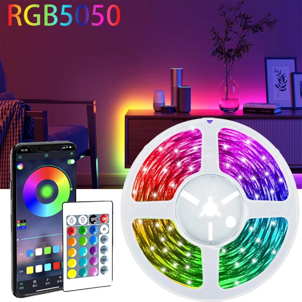 Светодиодная лента RGB 5050 Bluetooth управление через приложение USB-разъем для ТВ | Лампы