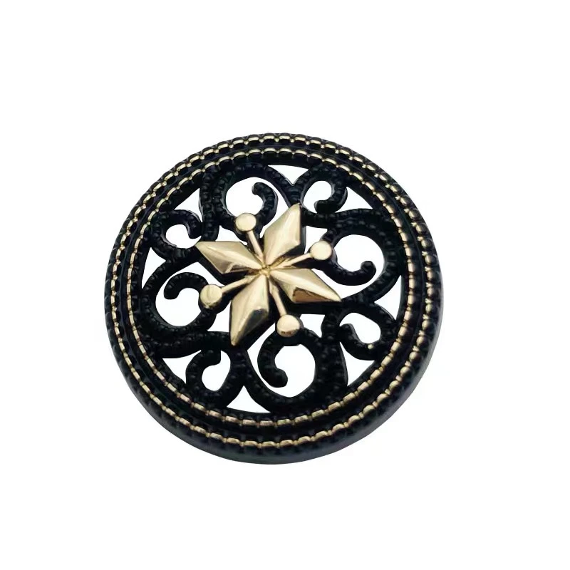 10pcs Black Hollow Retro Sewing Buttons for Coat European Vintage Metal Clothing Buttons Wholesale Clothing Decoration Buttons