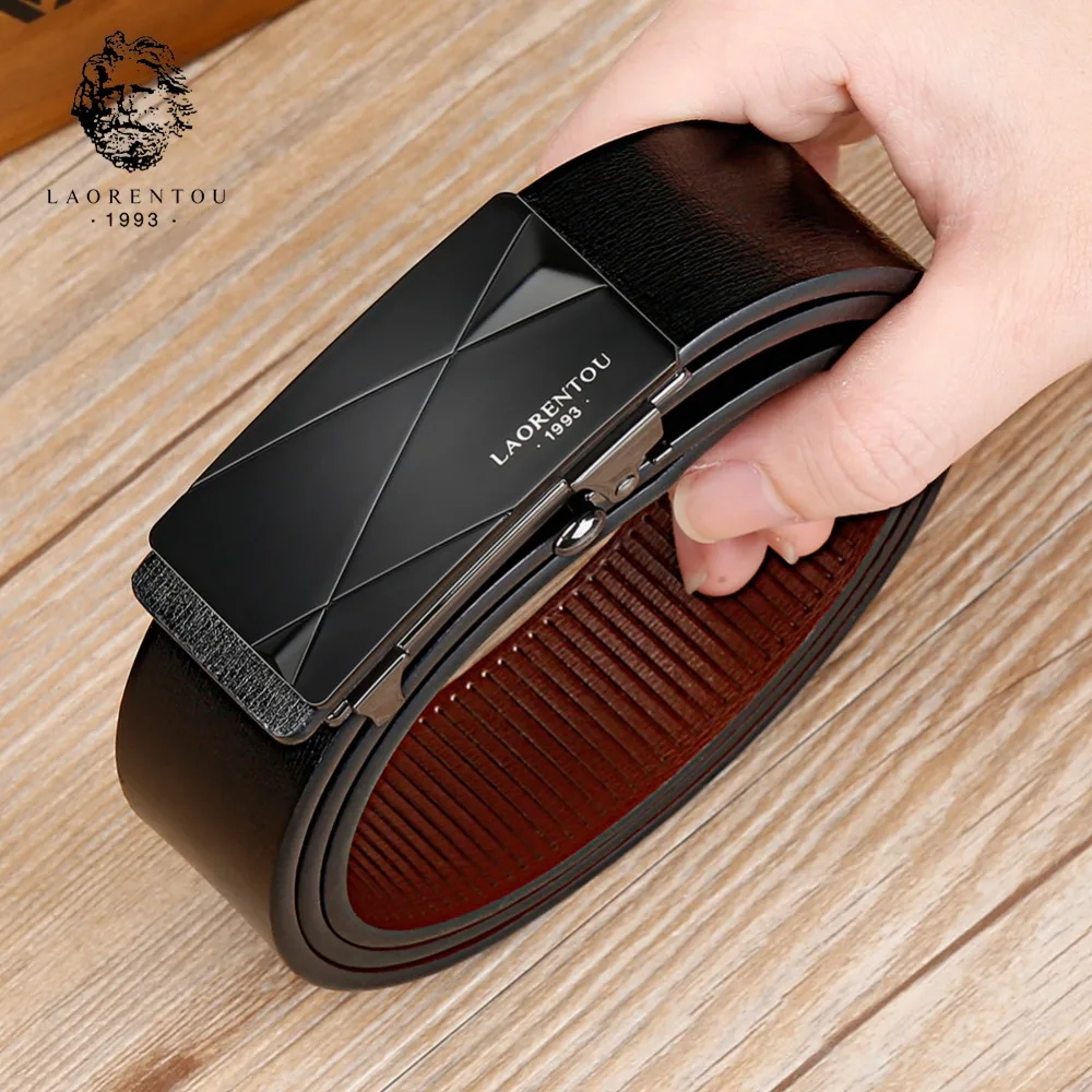 

LAORENTOU Brand Men Male Cutable Belt Man's Belts with Buckle Gentleman High Quality Belt Split Leather Replacement Belt