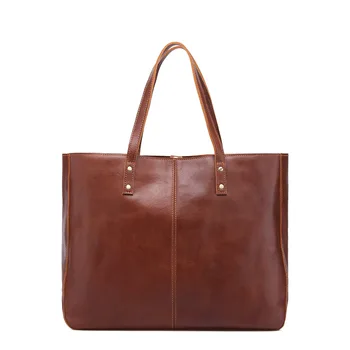 

2020 new women's shoulder bag retro leather women's bag casual large capacity cowhide ladies handbag simple solid color tote bag