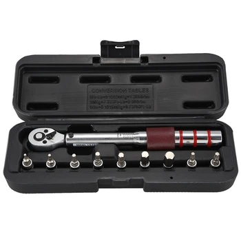 

1/4 Inch Dr 2-15Nm Mini Adjustable Road Carbon Hand Bicycle Bike Tool Kit With Pro Preset Torque Wrench Hex Bit Set