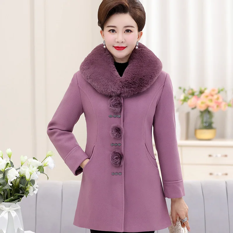 

Ax-03 Middle-aged Autumn And Winter Woolen Jacket Women's plus Thick Cotton 40-50-Year-Old New Mom Winter Elderly Woolen Cloth