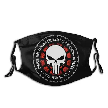 

The Punisher Skull Reusable Mouth Face Mask Printed Ride Through The Valley Of The Shadow Of Death Protection Cover with Filters