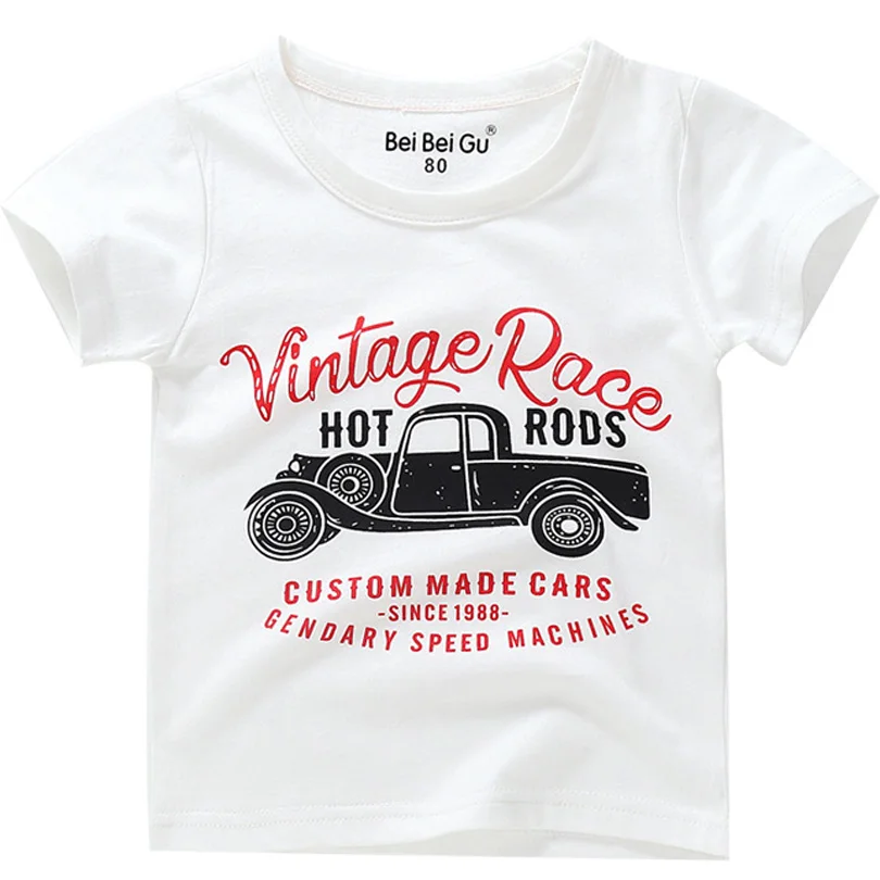 Q Boys T-shirt Kids Basic T Shirts Tractor Print Top Tees Children Cotton Clothing Baby Boy Design Shirts Kids Clothes - Цвет: Q