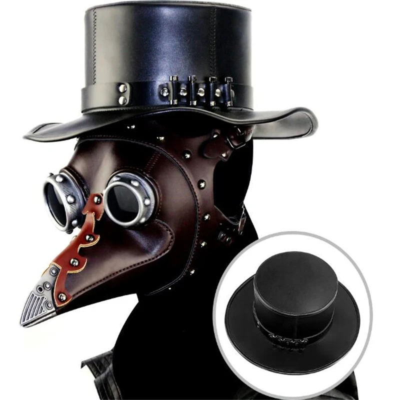 

Steampunk PU Leather Neutral Dance party Cosplay Hat Plague Doctor Magic Hat Prop Gentleman Hat Fedoras Hat Vintage Punk
