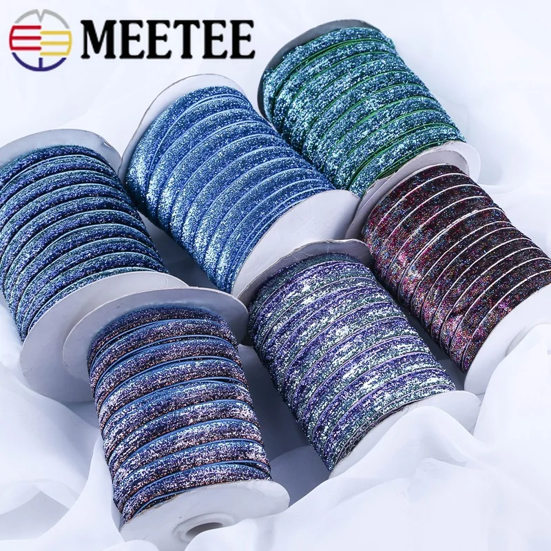Meetee 9/16 мм блестящая бархатная кружевная лента с отделкой ободок бантом для