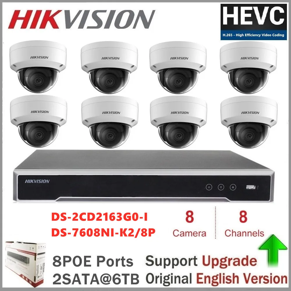 Hikvision система безопасности камеры DS-2CD2163G0-I 6MP ИК купольная ip-камера Поддержка PoE IR 30 м EZVIZ Hik-подключение ONVIF обновление
