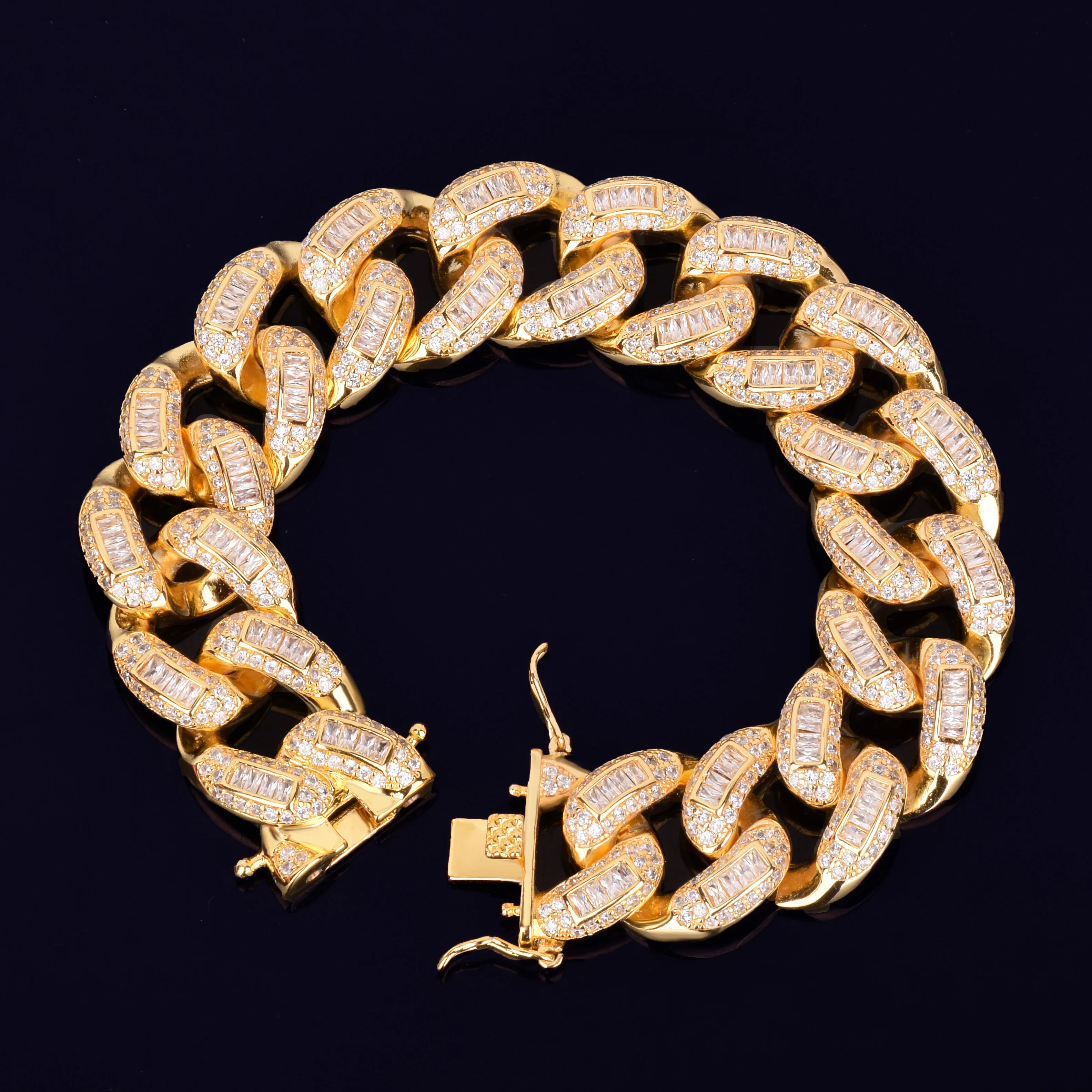 22mm Baguette Zircon Miami Cuban Link 