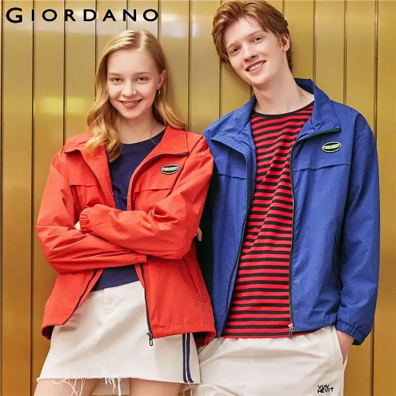 Giordano мужская куртка со стоячим воротником куртки для мужчин тонкая молния