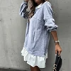 Women Casual Turn-down Collar Pockets Mini Dress Autumn Long Sleeve Patchwork Party Dress Streetwear Solid Button Dress Vestidos ► Photo 3/6