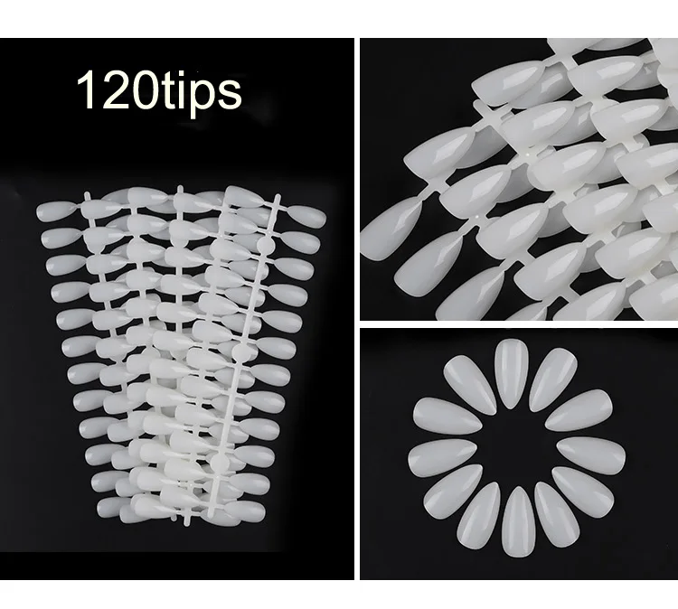 

False Nail Women Transparent Natural Nail Art Decorations 5Sheet 24pcs/Sheet Same Size Almond Shape Full Cover False Nail