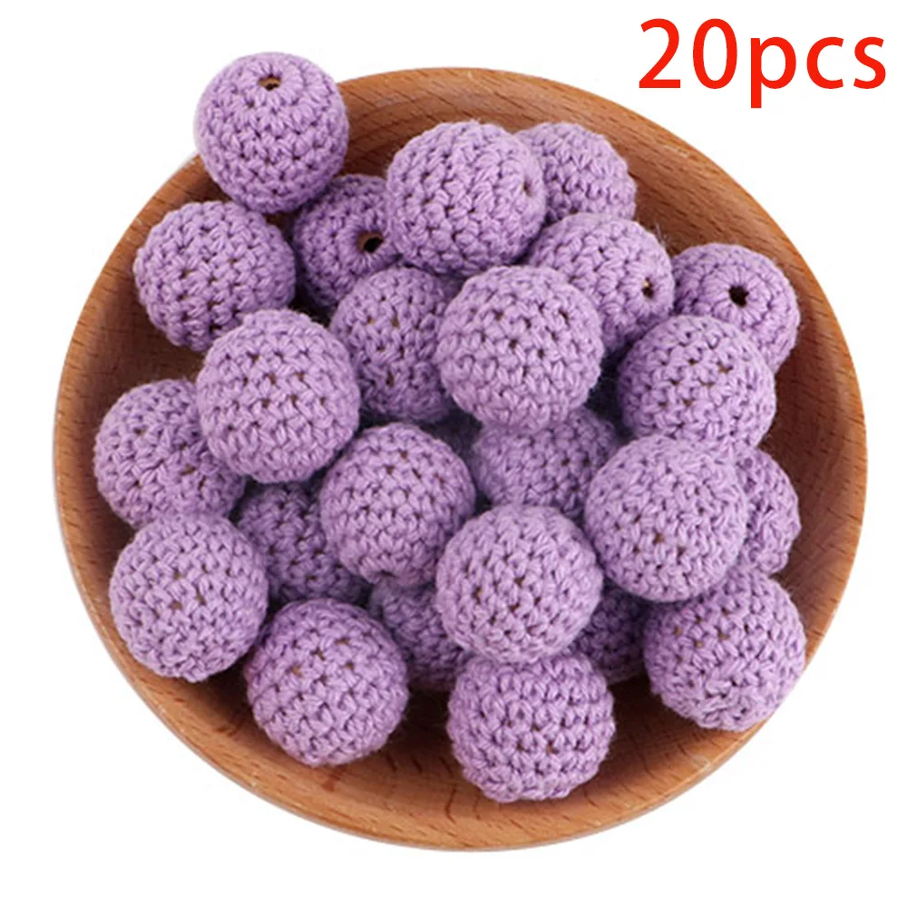 thumbnail image 1 of Cuentas redondas de madera para tejer a ganchillo, 16/20 MM, 20 unidades por lote, bolas hechas a mano, para collar, joyería, pulsera de dentición orgánica, 1 of 5