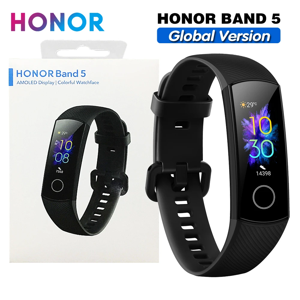 

Globle Version Huawei Honor Band 5 Smart Wristband Men Women AMOLED Touch Screen Heart Rate Monitor Smart Fitness Bracelet