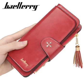 

Baellerry 2020 Fahion Red Women Wallets Designer Slim Phone Wallets and Purses Long Housekeeper Leather Card Holder Purse