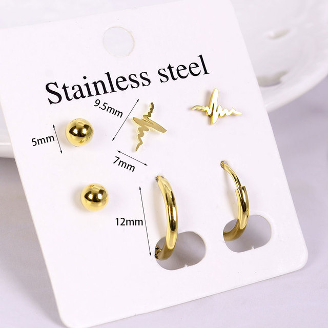 Jewelry Stainless Steel Star Heart Moon Cross Small Women Stud Earring Set Leaf Butterfly Earrings Mini Girls Earing