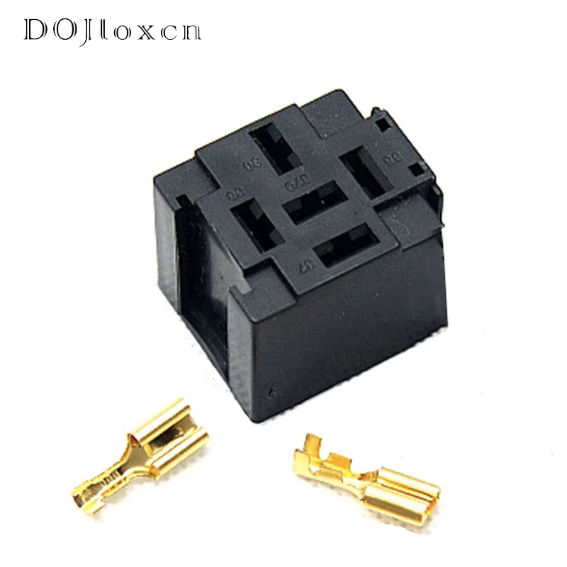 1/5/10/20/Sets 5 Pin Automotive Connector Relay Mount Horn Relay Flame Retardant, High Temperature Resistance 40A DJ7059-6.3-21