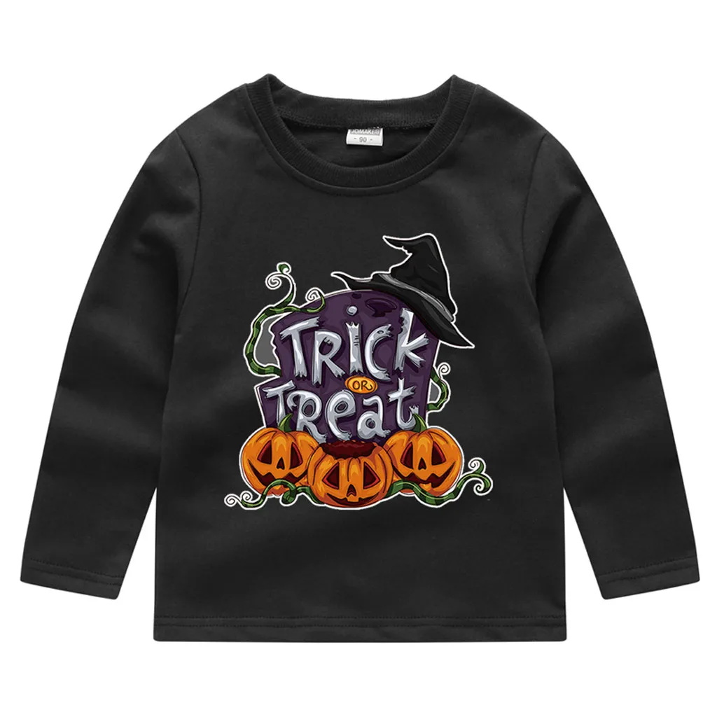 Новая детская одежда, рубашка с тыквой на Хэллоуин для маленьких мальчиков и девочек, пуловер, топы, футболка, Camisetas Modis, 12 мес.-5 лет