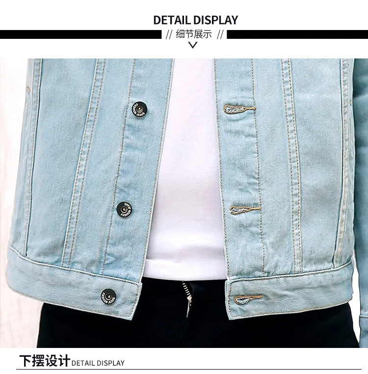 MEN'S Denim Coat Korean-style Trend Slim Fit Back Printed Youth Denim Jacket Men's Foreign Trade Large Size Men'S Wear