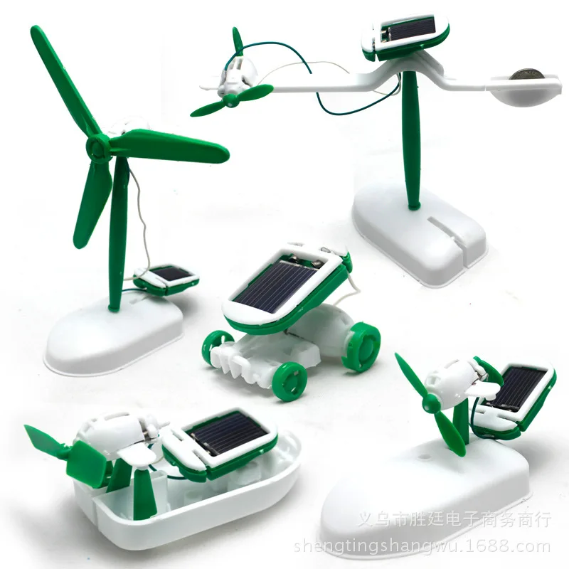 6-in-1 Solar-Power Robot Kit Toys Assembling Ship Fan Windmill Car Scientific Lab DIY Kids Educational Solar Gadgets 2020 | Игрушки и