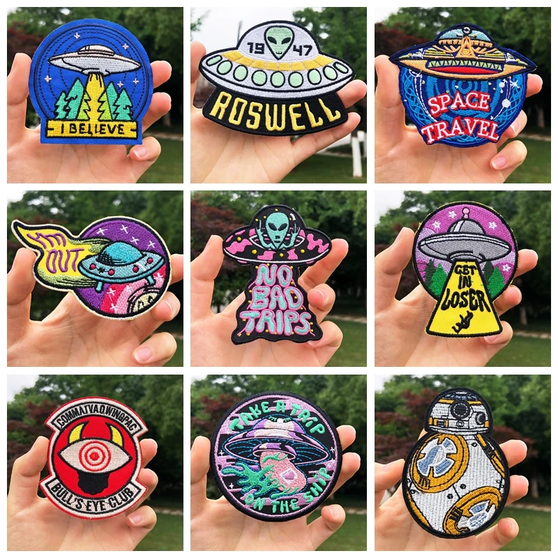 UFO Alien вышивка патч для одежды крутые наклейки футболки Декоративные Значки