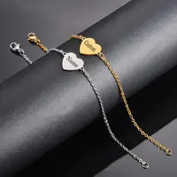 Dropshipping Custom Engraved Simple Heart Bracelets Gift For Women Romantic Jewelry Accessories Stainless Steel Chain Bracelet 1