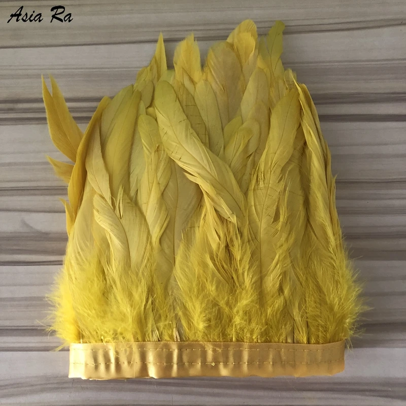 10Meter Rooster Feathers Trim Fringe 20-25CM Chicken Feather Decoration Ribbon Craft Clothing dresses Sewing Accessory Juju Hat 1