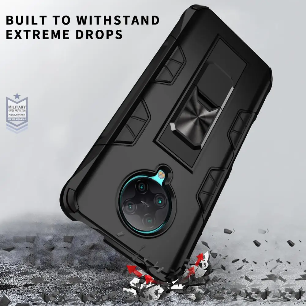 

Shockproof Case For Xiaomi Mi 9T 10 10Pro Note 10 10Pro Redmi 8 8A 9 Note 7 8 9Pro K30 Hidden Bracket Military Style Cover Case