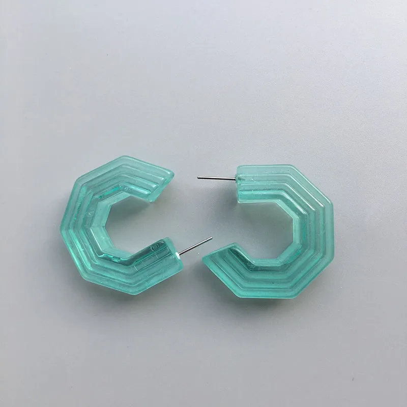 IGU top sale good quality 15 Colors Acrylic resin Multi-layered hoop Earrings for Women highly recommend wholesale - Окраска металла: D