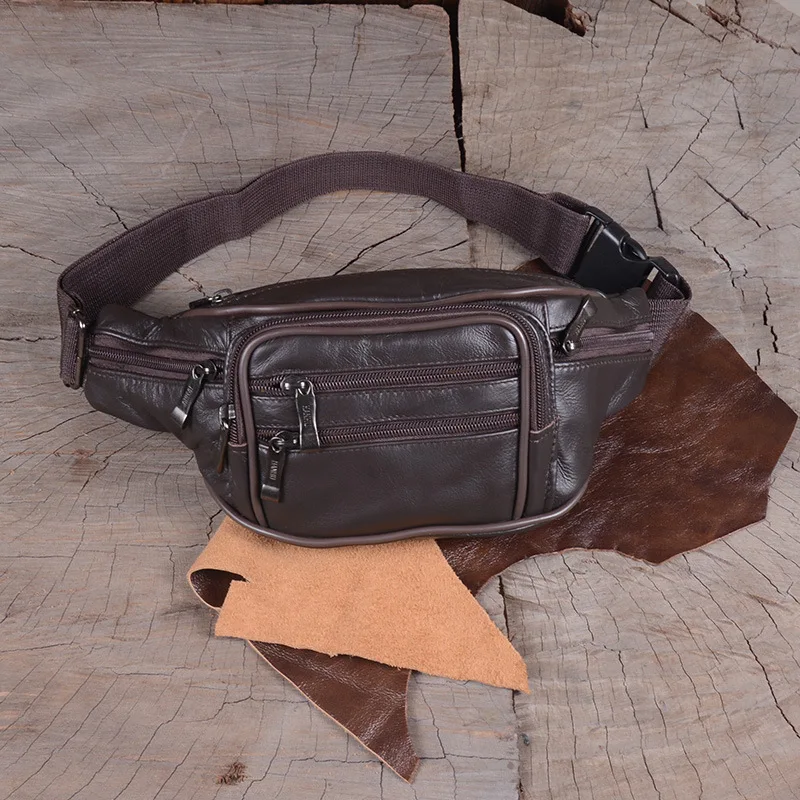 

Genuine Leather Men Wallet Multi-functional Full-grain Leather Chest Bag Fashion Large Capacity Business Casual Waist Bag Cash S