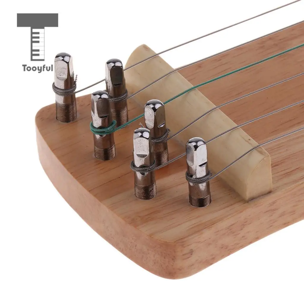 Tooyful Exquisite Solid Wood Mini 6 String Guzheng Chinese Zither Hand Trainer Gu Zheng Finger-training Exerciser