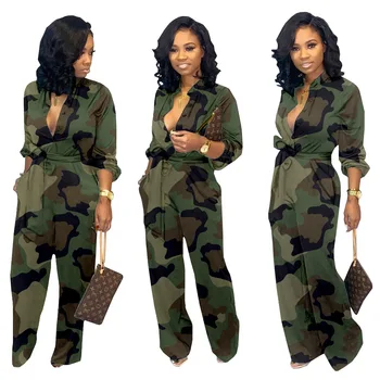 

Hot style fashion cross-border exclusive for hot sales Europe and the United States women's pocket wide-leg pants camouflage