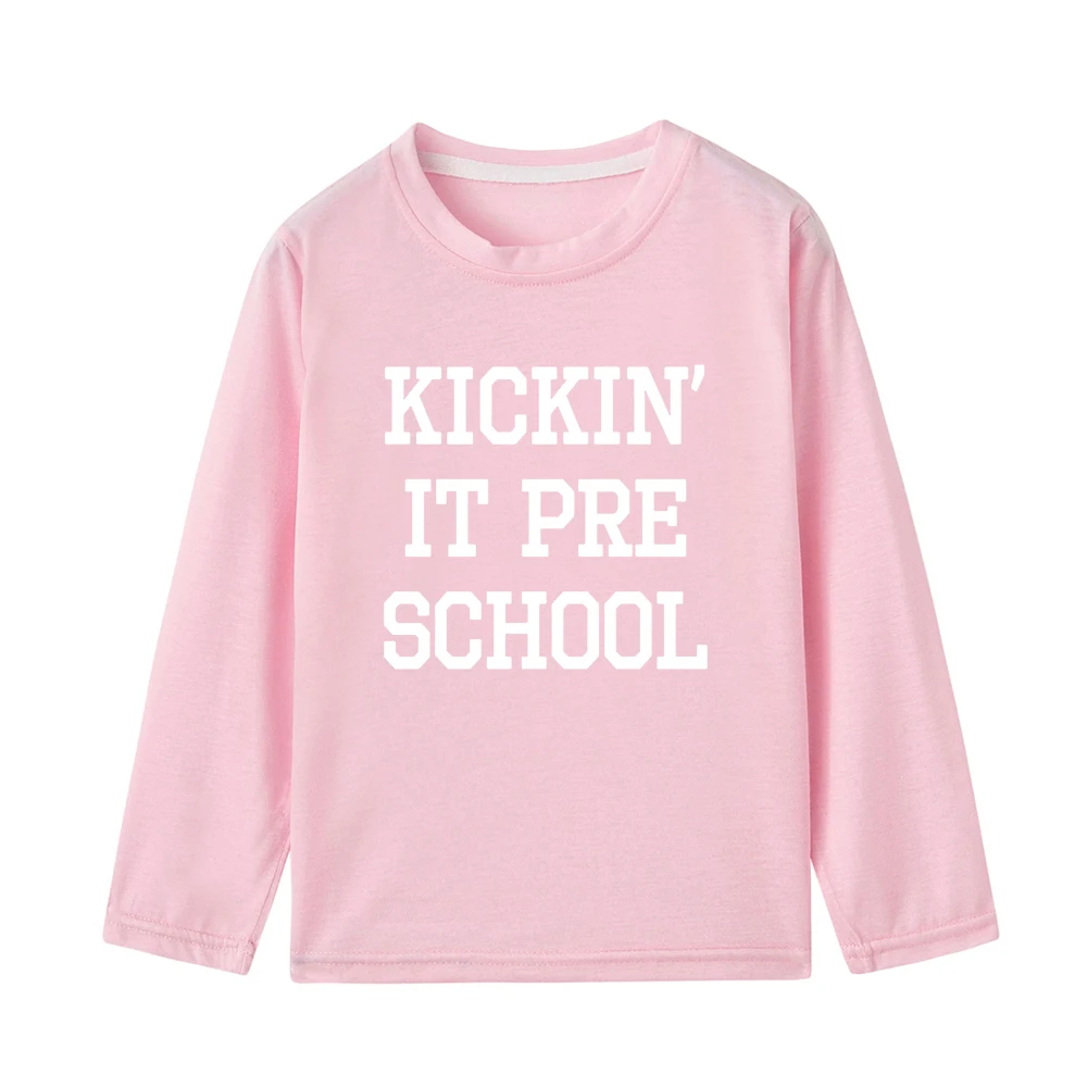 Kickin It, топы с длинными рукавами для детей дошкольного возраста, рубашка для мальчиков блузка для девочек детская одежда весенне-Осенние футболки Модная одежда - Цвет: 42B4-KLTPK-