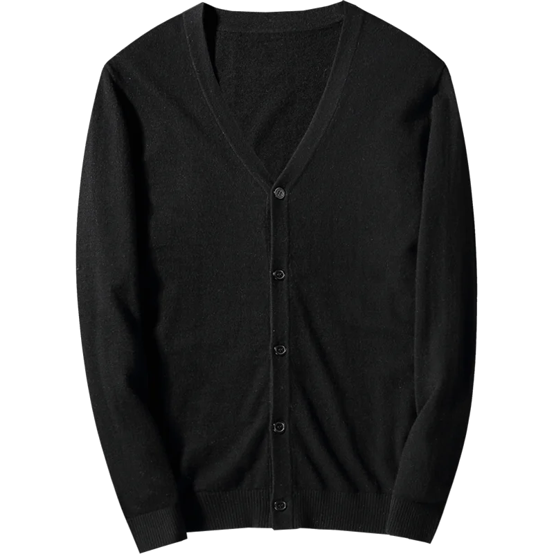 Базовый стиль, мужской однотонный шерстяной кардиган, брендовый мужской деловой Повседневный свитер, осенне-зимнее мужское плотное пальто