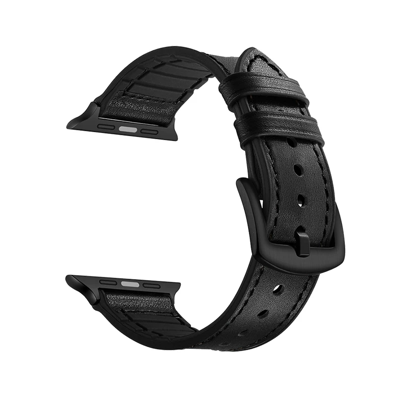 Обертка из натуральной кожи ремешок для Apple Watch 4 40 мм 44 мм мягкий силиконовый Реверсивный браслет нового дизайна 38 42 для Iwatch 3 2