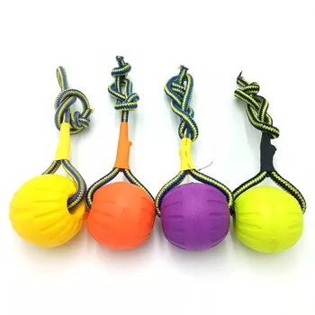 

dog toys rubber training ball bite funny puppy chew toys play solid with rope dog pet supplies Candy Colors high quality