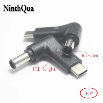 

1pcs PD8 6.5*4.4mm Black Head with Pin DC Power Plug to Type-C Male Connector with Red LED Light Charging Adapter 19.5V