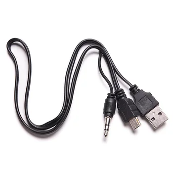 Do głośnika Mp3 MP4 Player 50cm 1 USB do komputera Mini z męskiego na męskie USB 2 0 5pin Standard + 3 5mm AUX gniazdo Audio połączenia kabel Adapter tanie i dobre opinie KOQZM CN (pochodzenie) NONE