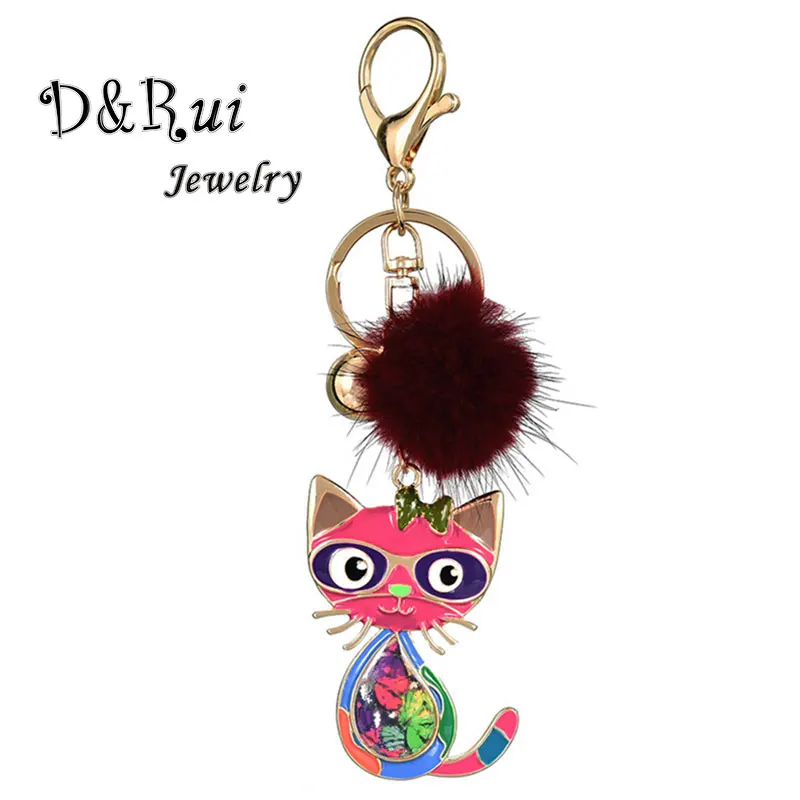 Брелок D &amp Rui для ключей женщин и мужчин изящный держатель с котом меховым