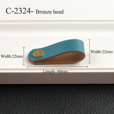 Смешанные Оптовые латунные+ кожаные ручки для мебели/ручки и ручки для дверей шкафа, комода, ящика, чемодана, ручки с винтами - Цвет: C-2324-bronze