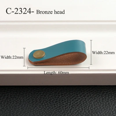 C-2324-bronze Смешанные Оптовые латунные+ кожаные ручки для мебели/ручки и ручки для дверей шкафа, комода, ящика, чемодана, ручки с винтами - Цвет: C-2324-bronze