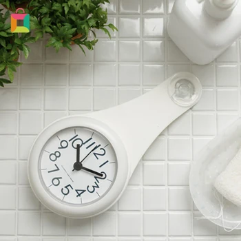 

New Kitchen Bathroom Wall Clock Waterproof Silent Shower Hanging Decor Wall Clockswith Suckers Home Decoration Cozy